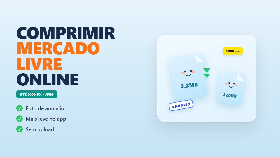 Comprimir Imagem Mercado Livre Online - Foto de Anúncio Mais Leve